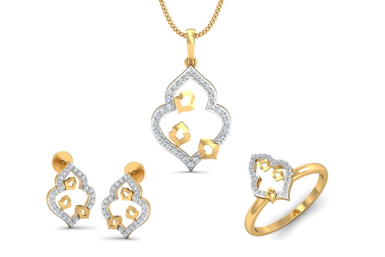 Ella diamond Pendant set in Gold